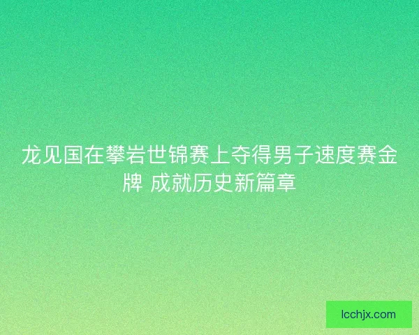 龙见国在攀岩世锦赛上夺得男子速度赛金牌 成就历史新篇章